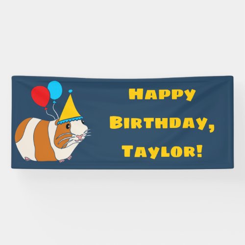 Cute Guinea Pig and Balloons Birthday Party Banner