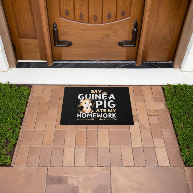Cute Guinea Pig Ate My Homework Doormat (Outdoor)