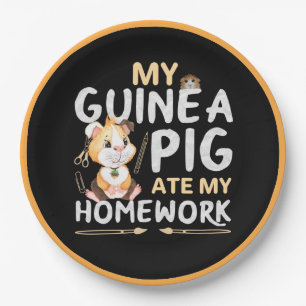 Cute Guinea Pig Ate My Homework Paper Plates