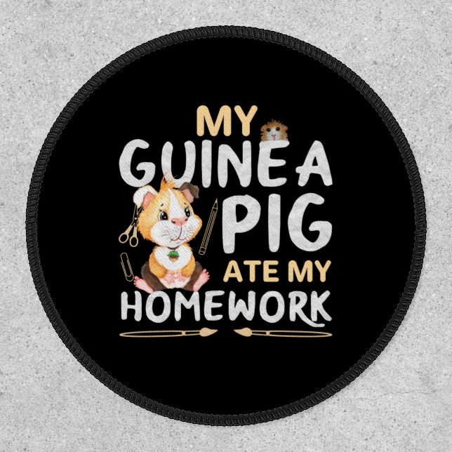 Cute Guinea Pig Ate My Homework Patch (Front)