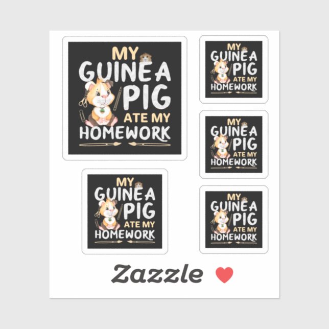 Cute Guinea Pig Ate My Homework Sticker (Sheet)