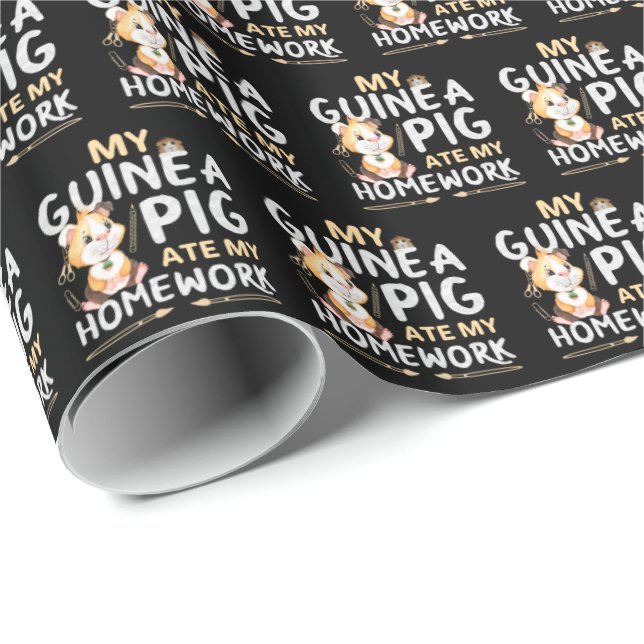 Cute Guinea Pig Ate My Homework Wrapping Paper (Roll Corner)