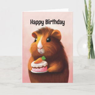 Cute Guinea Pig Birthday Letterpress Thank You Card