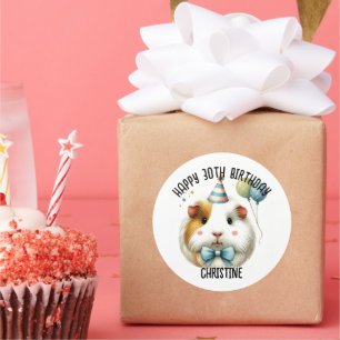 Cute Guinea Pig Birthday Party favours Classic Round Sticker