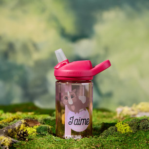 Cute Guinea Pig Cartoon Kids Name Water Bottle