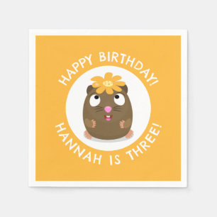 Cute guinea pig cartoon personalized birthday napkins