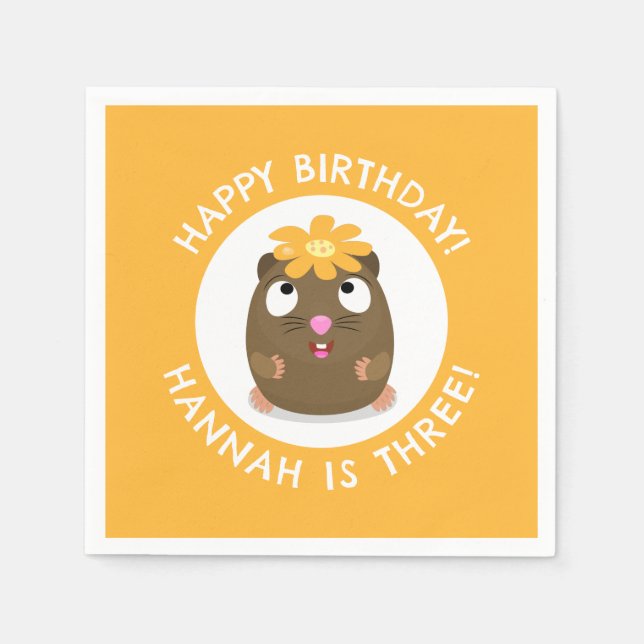 Cute guinea pig cartoon personalized birthday napkins (Front)