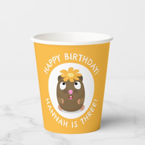 Cute guinea pig cartoon personalized birthday paper cups