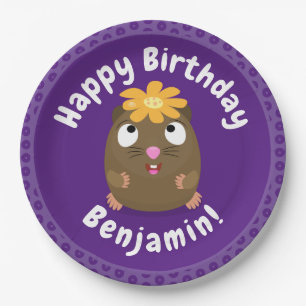 Cute guinea pig cartoon personalized birthday paper plates