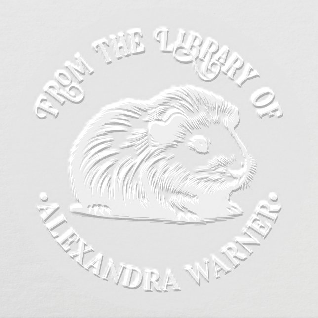 Cute Guinea Pig Cavy Library Book Name Embosser (Design)