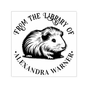 Cute Guinea Pig Cavy Library Book Name Self-inking Stamp