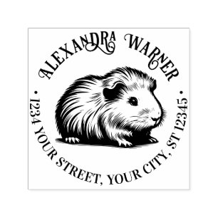 Cute Guinea Pig Cavy Name Return Address Self-inking Stamp