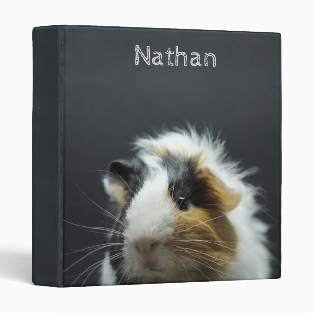 Cute Guinea Pig Chalkboard Personalised 3 Ring Binder (Front/Spine)