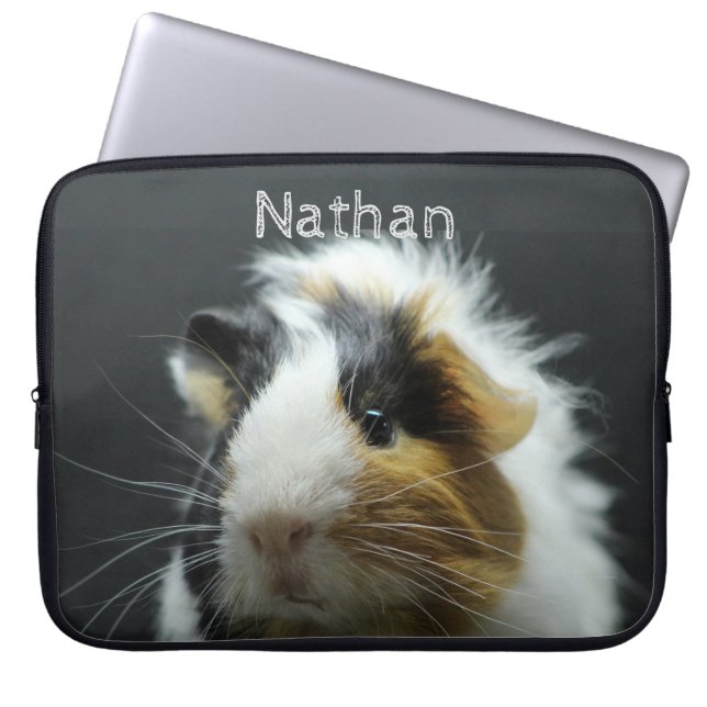 Cute Guinea Pig Chalkboard Personalised Laptop Sleeve (Front)