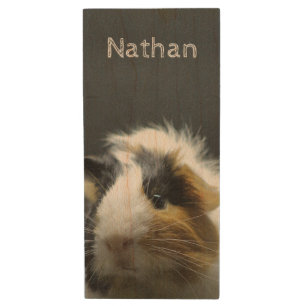 Cute Guinea Pig Chalkboard Personalised Wood Flash Drive