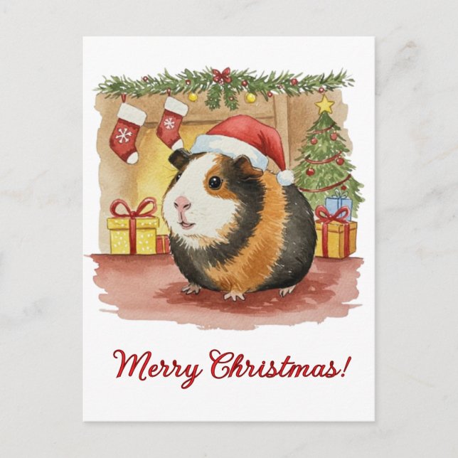 Cute Guinea pig Christmas Cavia Cavy Postcard (Front)