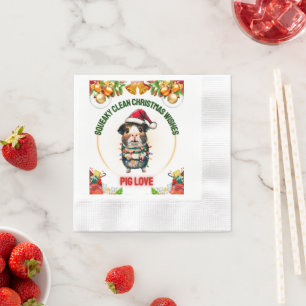 Cute Guinea Pig Christmas Hat Xmas Napkins