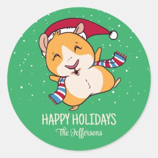 Cute Guinea Pig Christmas Snowy Winter Holiday