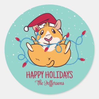 Cute Guinea Pig Christmas Snowy Winter Holiday