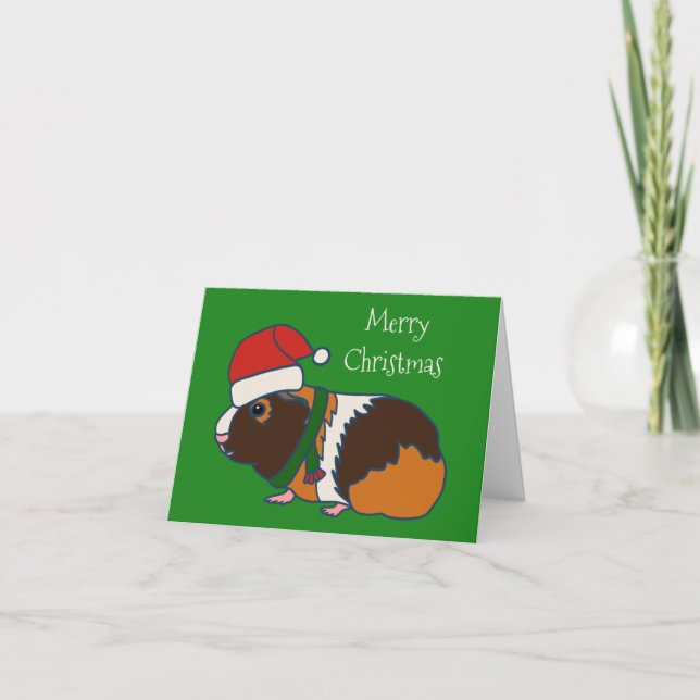 Cute Guinea Pig Custom Christmas Holiday Card (Front)