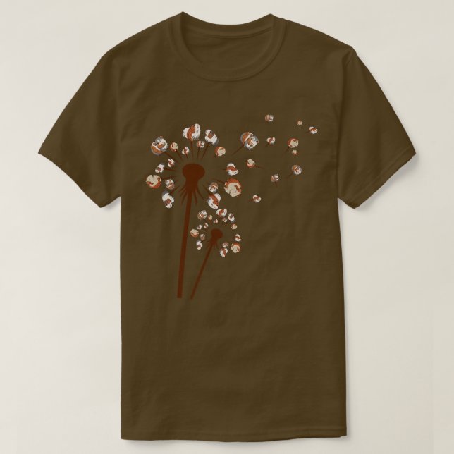 Cute Guinea Pig Dandelion Flower Funny Animal Love T-Shirt (Design Front)
