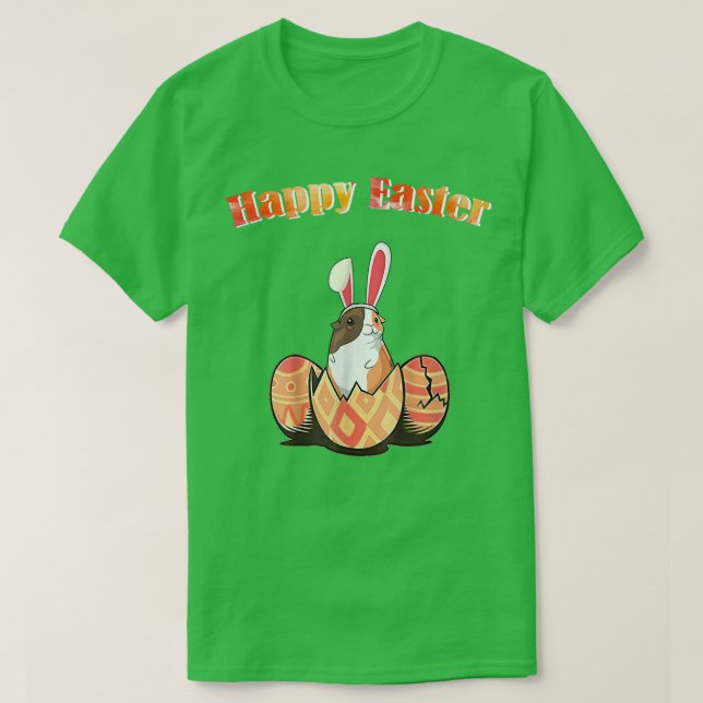 Cute Guinea Pig Easter Bunny Eggs Costume Easter D T-Shirt (Design Front)