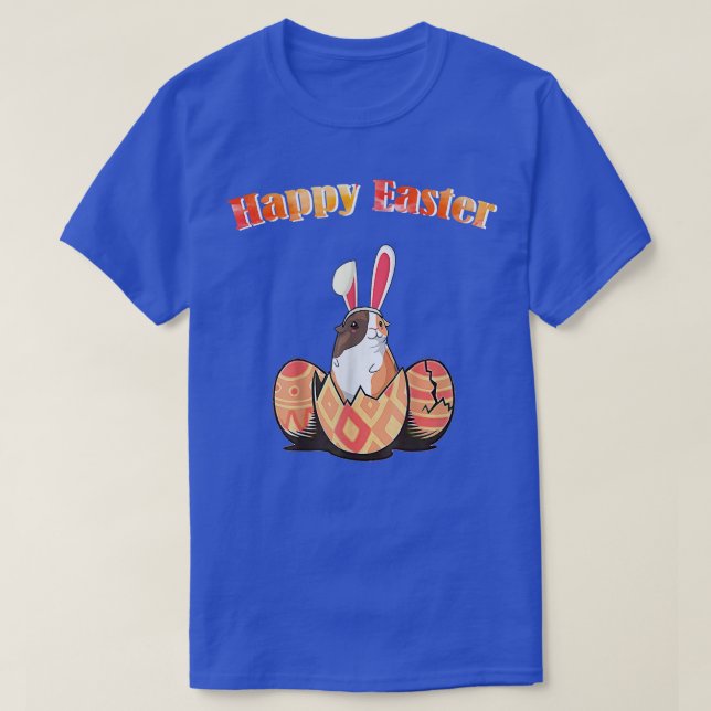 Cute Guinea Pig Easter Bunny Eggs Custom Easter D T-Shirt (Design Front)