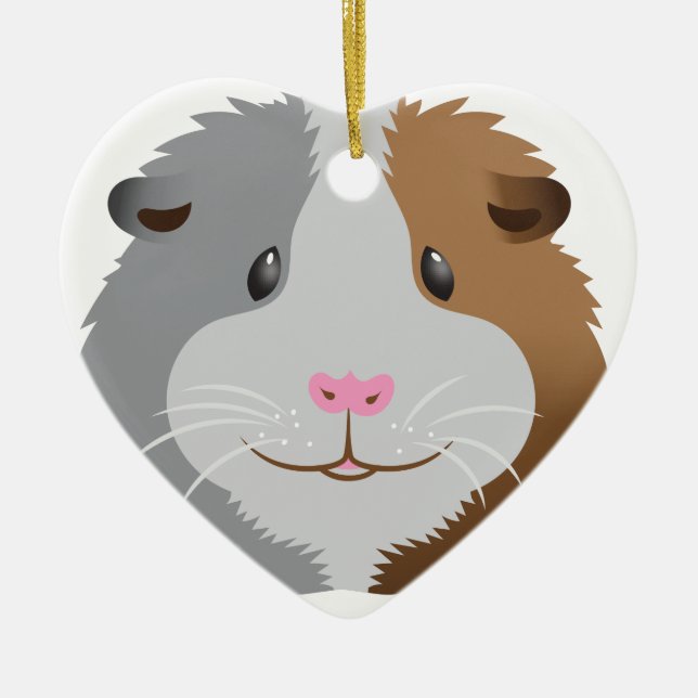 cute guinea pig face ceramic ornament (Front)