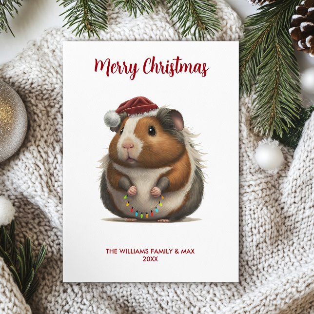 Cute Guinea Pig Family Christmas Holiday Card (Creator Uploaded)