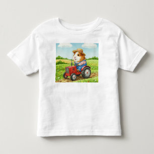 Cute Guinea Pig Farmer on Tractor in Field T-Shirt