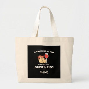 Cute Guinea Pig Gift Wine Lover Large Tote Bag