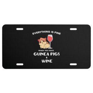 Cute Guinea Pig Gift  Wine Lover License Plate