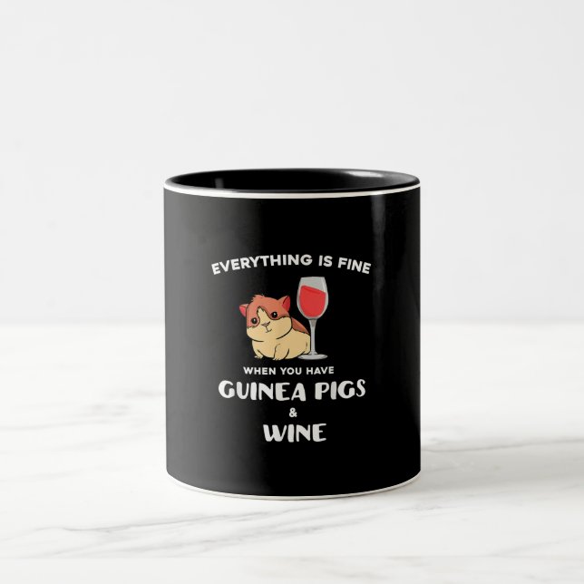 Cute Guinea Pig Gift  Wine Lover Two-Tone Coffee Mug (Center)