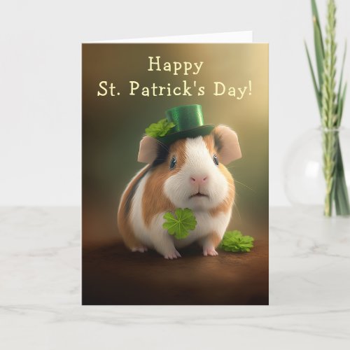Cute Guinea Pig Good Tidings St Patricks Day Holiday Card