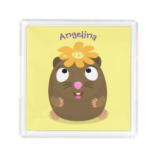 Cute guinea pig happy cartoon illustration acrylic tray