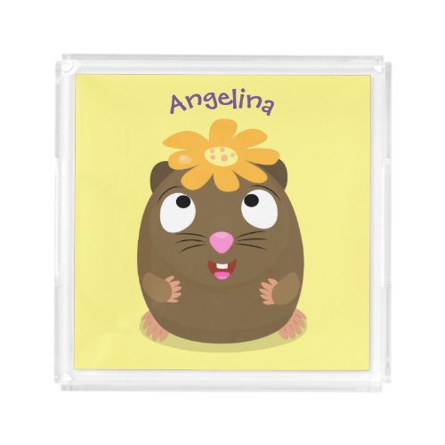 Cute guinea pig happy cartoon illustration acrylic tray