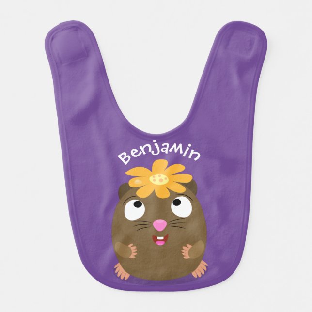 Cute guinea pig happy cartoon illustration baby bib (Front)