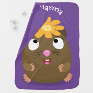Cute guinea pig happy cartoon illustration baby blanket