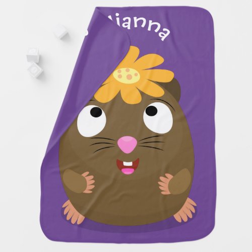 Cute guinea pig happy cartoon illustration baby blanket