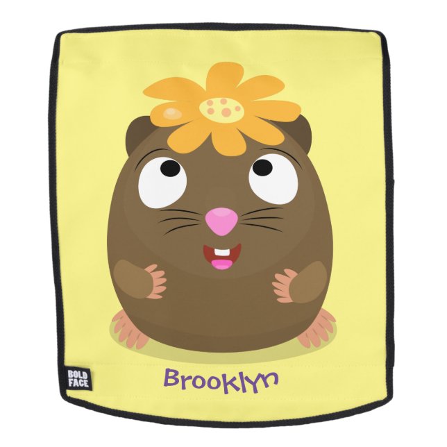 Cute guinea pig happy cartoon illustration backpack (Removable Face)