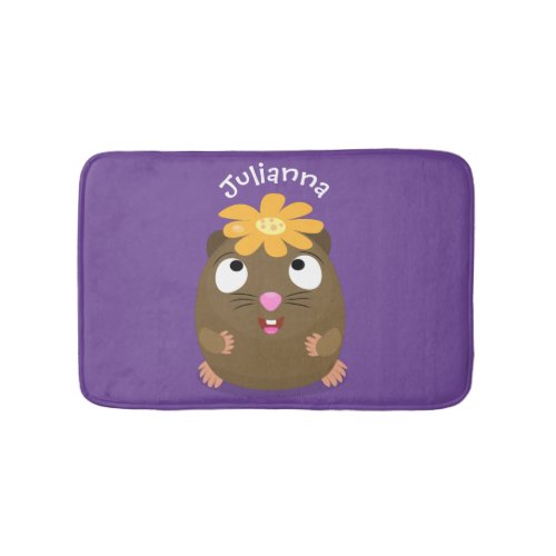 Cute guinea pig happy cartoon illustration bath mat