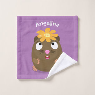 Cute guinea pig happy cartoon illustration bath towel set