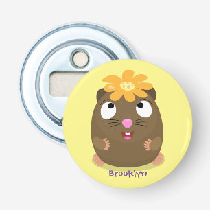 Cute guinea pig happy cartoon illustration bottle opener