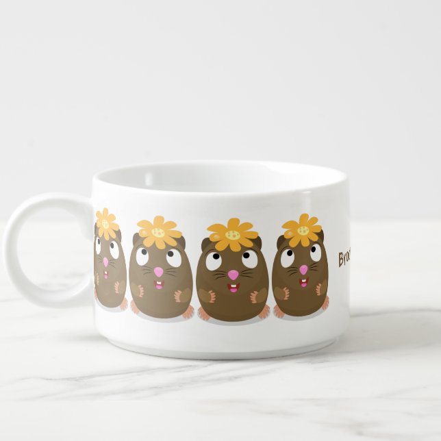 Cute guinea pig happy cartoon illustration bowl (Right)