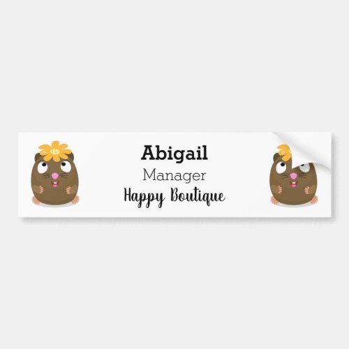 Cute guinea pig happy cartoon illustration  bumper sticker