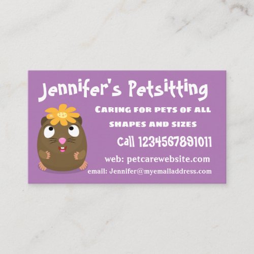 Cute guinea pig happy cartoon illustration business card