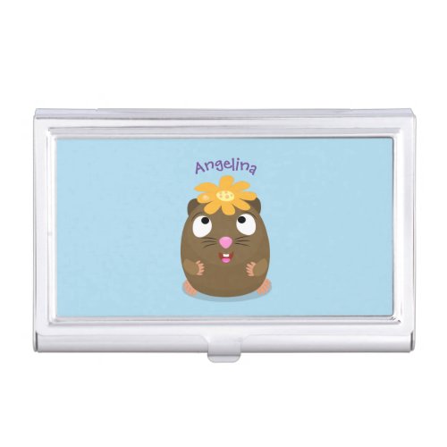 Cute guinea pig happy cartoon illustration business card case