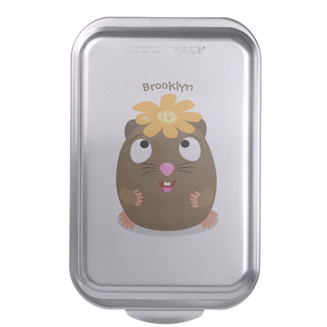 Cute guinea pig happy cartoon illustration cake pan (Front Vertical)