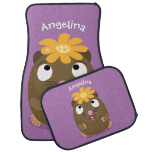 Cute guinea pig happy cartoon illustration car floor mat
