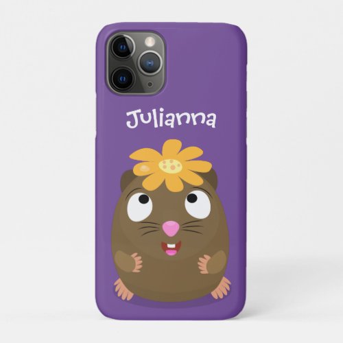 Cute guinea pig happy cartoon illustration iPhone 11 pro case